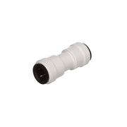 A white water line push lock connector with a visible dark interior.