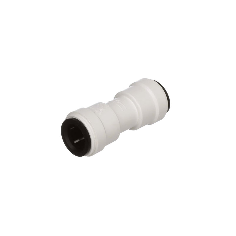 A white water line push lock connector with a visible dark interior.