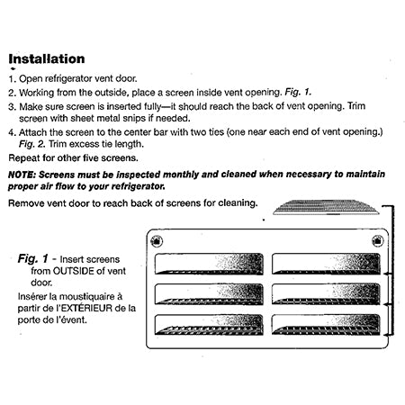 installation instructions for the bug screens