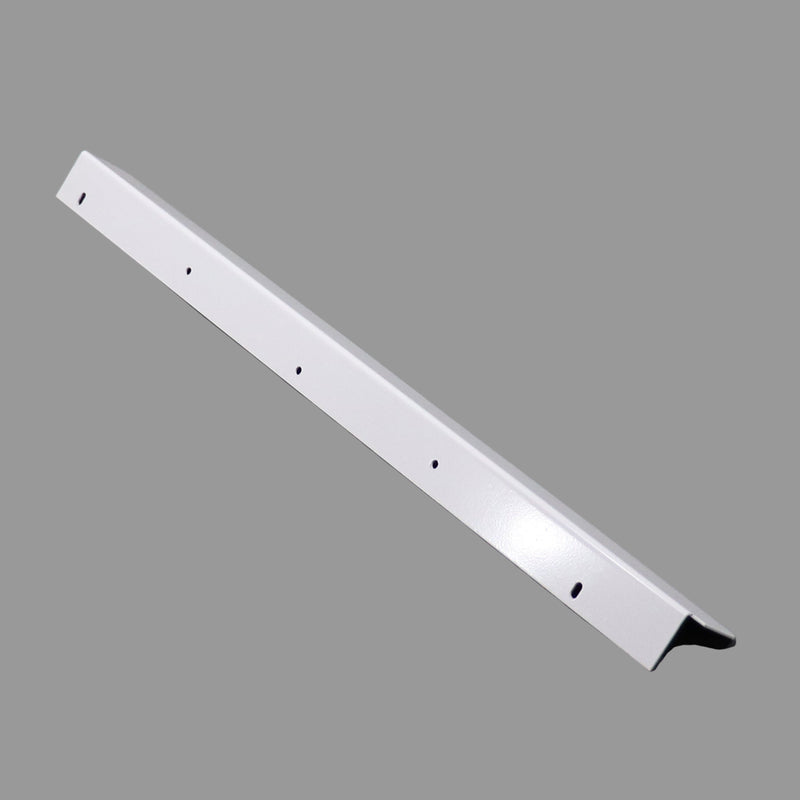 A white metal glide out front corner part for pop-up furniture.