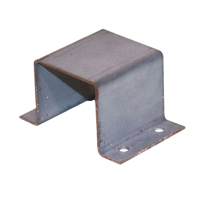 A used metal bed stop bracket, used for preventing bed extensions from pulling out of a camper.