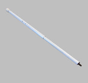 A white metal awning rafter pole for a recreational vehicle.