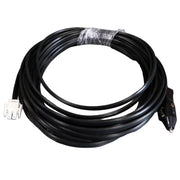 A black auto extension battery harness with a white connector on one end and a black cigar lighter plug on the other, coiled and wrapped with a clear plastic tie.