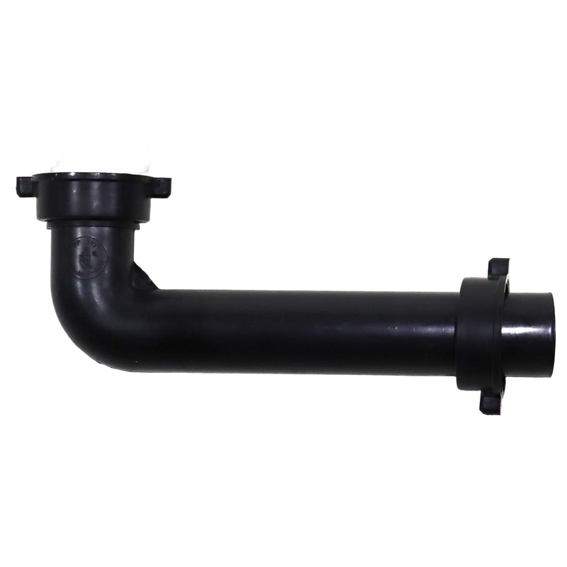 Black ABS drain pipe with a 90 degree tailpiece designed for sink drain connections.