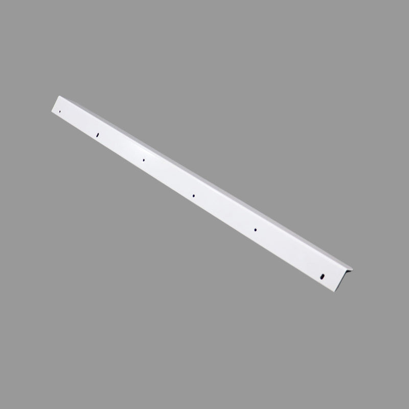 A white metal glideout part with multiple holes for mounting, likely made of aluminum or steel, with a smooth finish.