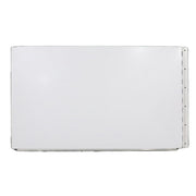 A white swing style access door designed to be wheelchair accessible, with a solid pattern and a visible hinge on one side.