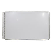 A white swing style access door designed to be wheelchair accessible shown from the back