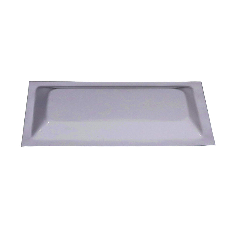 A white metal roof brace cover with a gloss finish.