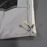 A large canvas window for a coleman pop-up camper, showing the roof power harness
