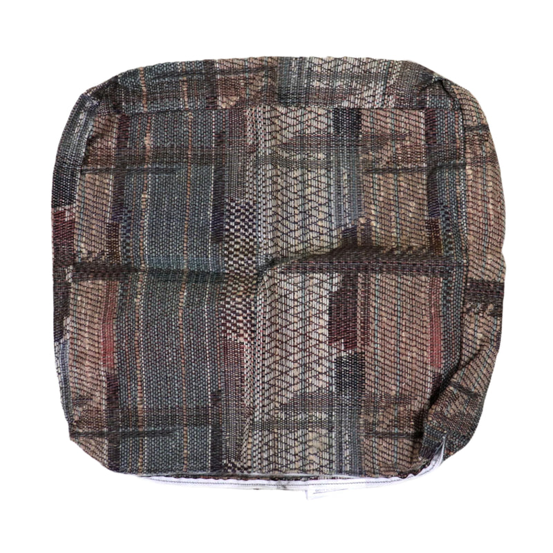 A multicolored checkered pattern cushion cover.