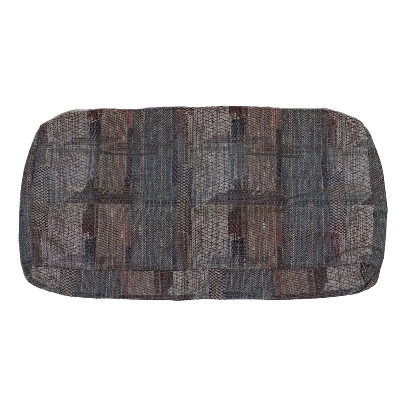 A multicolored dinette back cushion cover with a plaid pattern.