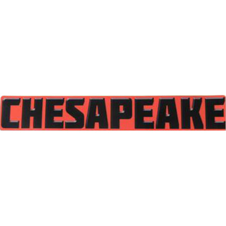A red, white, and black Chesapeake decal with the brand name displayed in bold lettering.