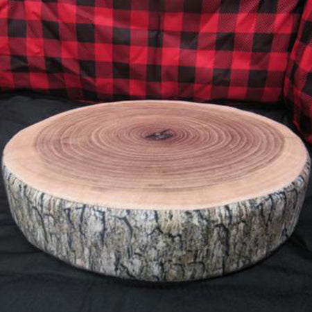 wood chip pillow sitting in a camp chair viewed from the side
