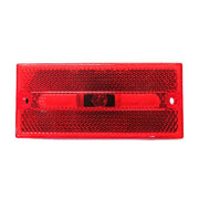 Red square-shaped marker lamp with a white base and an acrylic lens, featuring two mounting screw holes and a black mounting gasket.