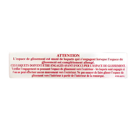 French Glide Out Warning Label