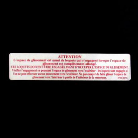French Glide Out Warning Label