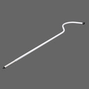 A white tent pole with a duck bill end, designed to support a tent bed bow, displayed on a grey background.