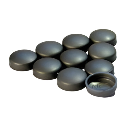 A set of ten silver snap caps washers, used for securing items with a screw in pop-up campers and RVs.