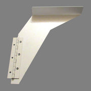 A beige metal outside stove brace with visible mounting hinges.