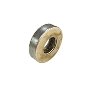 A single metal thrust bearing with a visible center hole, typically used in mechanical systems.