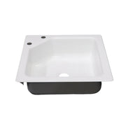porcelain sink as shown from the side