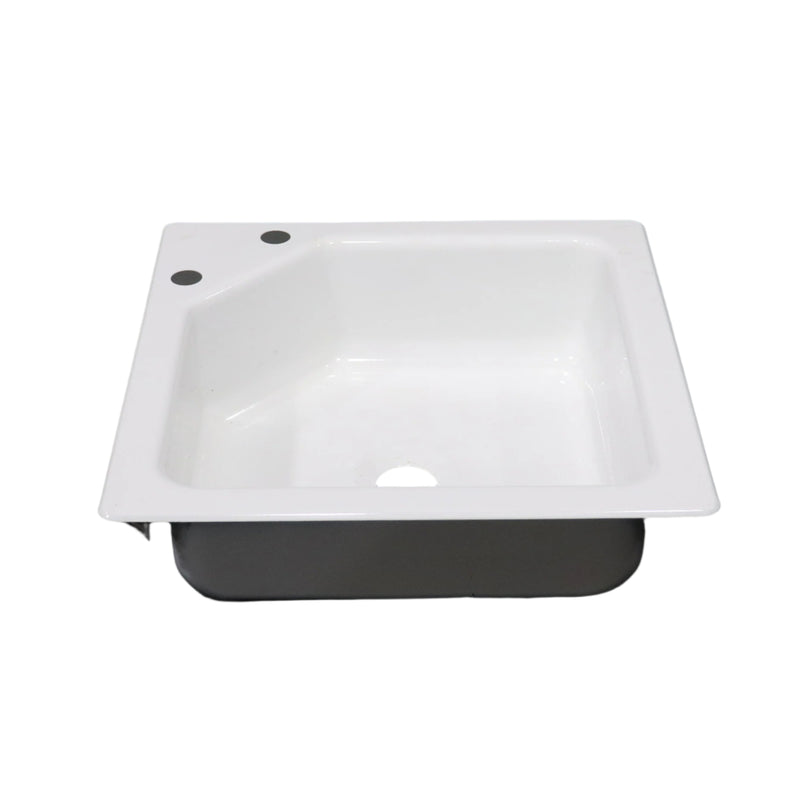 porcelain sink as shown from the side