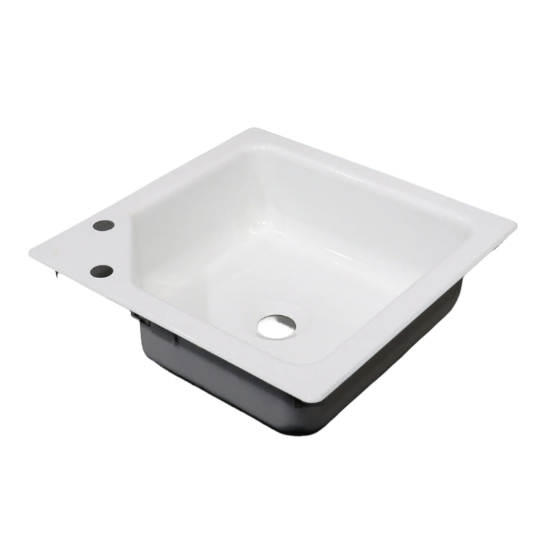 porcelain sink as shown from the side