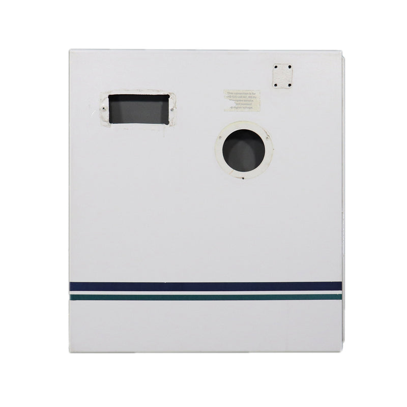 A white metal side panel from a Rushmore Americana pop up camper.