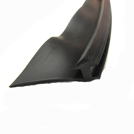 A black arrowhead-shaped seal used for securing canvas to a camper roof.