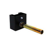 Black chain drive crank assembly with a metallic drive hub extension and hardware visible.