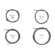 Four coiled metal cables with associated installation hardware displayed against a white background.