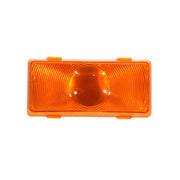An orange porch lamp lens with four mounting tabs, two on the top and two on the bottom, against a white background.