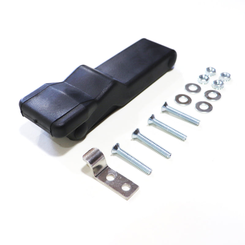 storage box latch with hardware shown from an angle