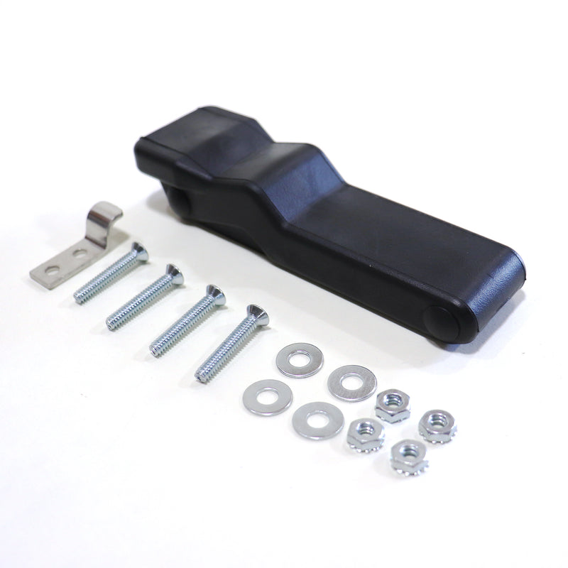 storage box latch with hardware shown from an angle