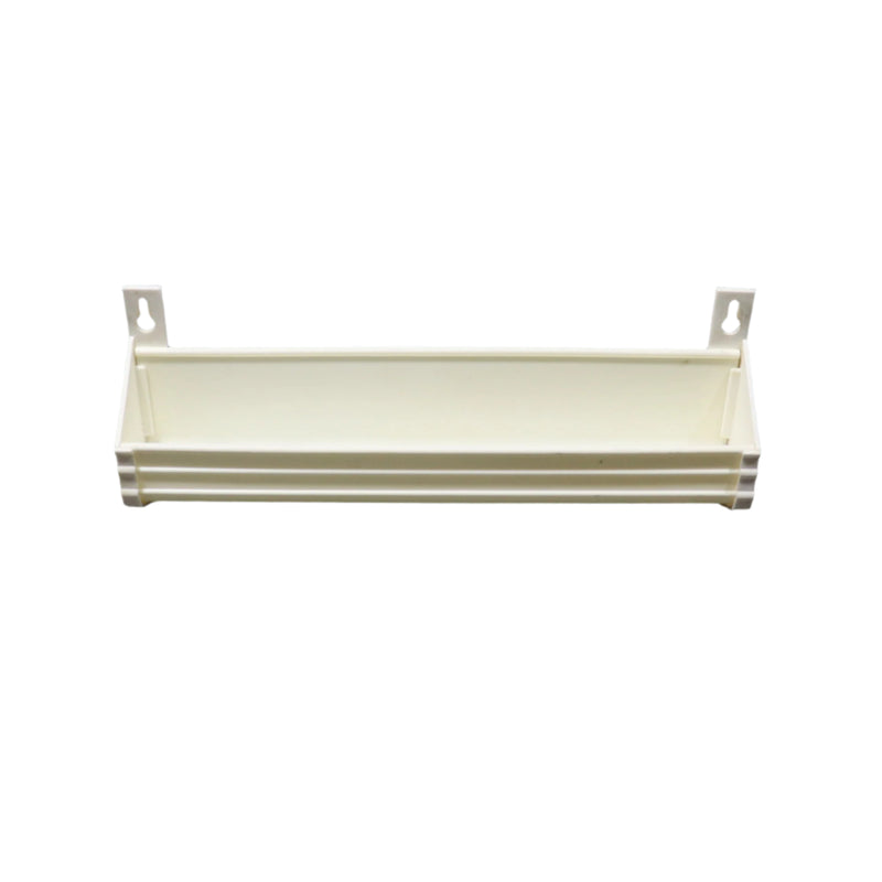 A beige spice rack mounted on a surface, made of plastic.