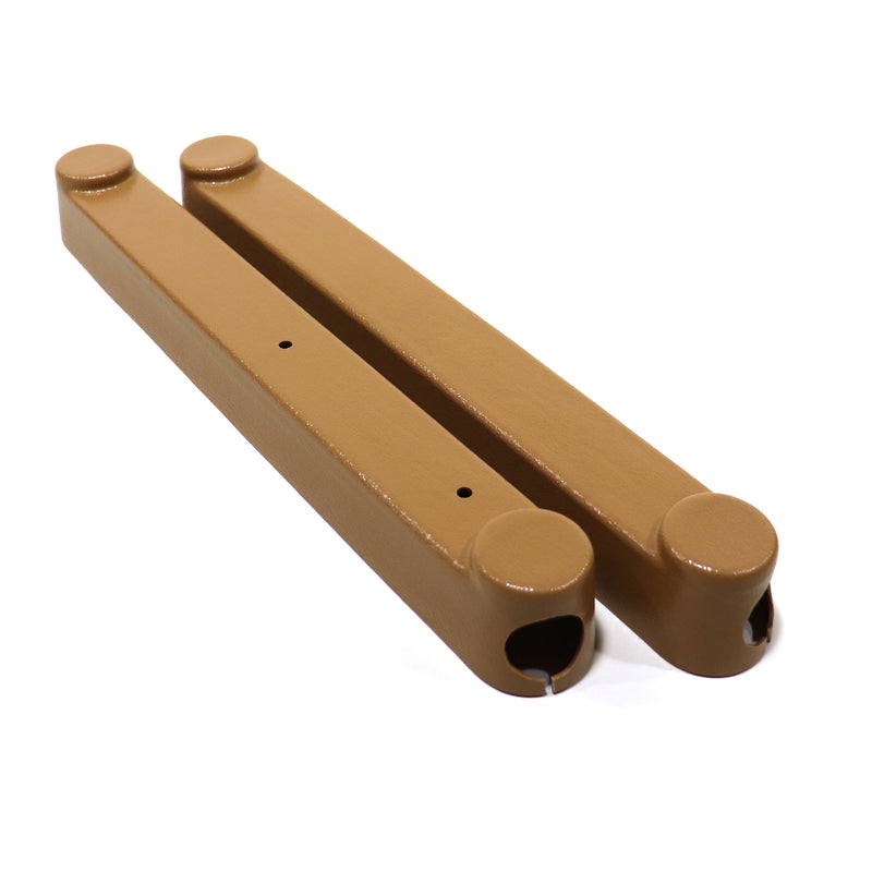 Two beige safety cover guards for a galley sink lift system.