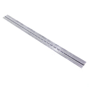 A long, straight metal hinge measuring 27 inches by 2 inches, with visible rivets along its length.