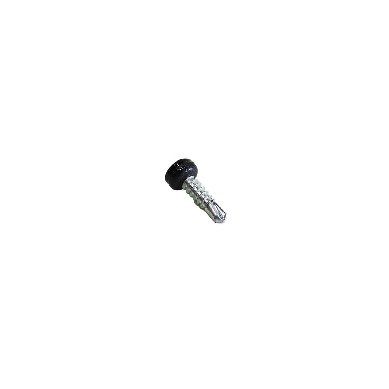 A single black self-tapping Tek screw with a visible threaded shaft and sharp point, against a white background.