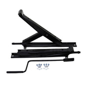 A set of 17 inch black stabilizer jacks with a single arm design, including a crank handle and installation hardware.