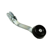 A swing down jack handle with a metal shaft and black plastic wheel.