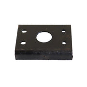 used Black metal bearing reinforcement plate with circular hole on a white background