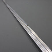 A silver metal tent track designed for hanging curtains and canvas, featuring channels for curtain hangers and a seal.