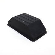 Black plastic wheel well used for pop up campers
