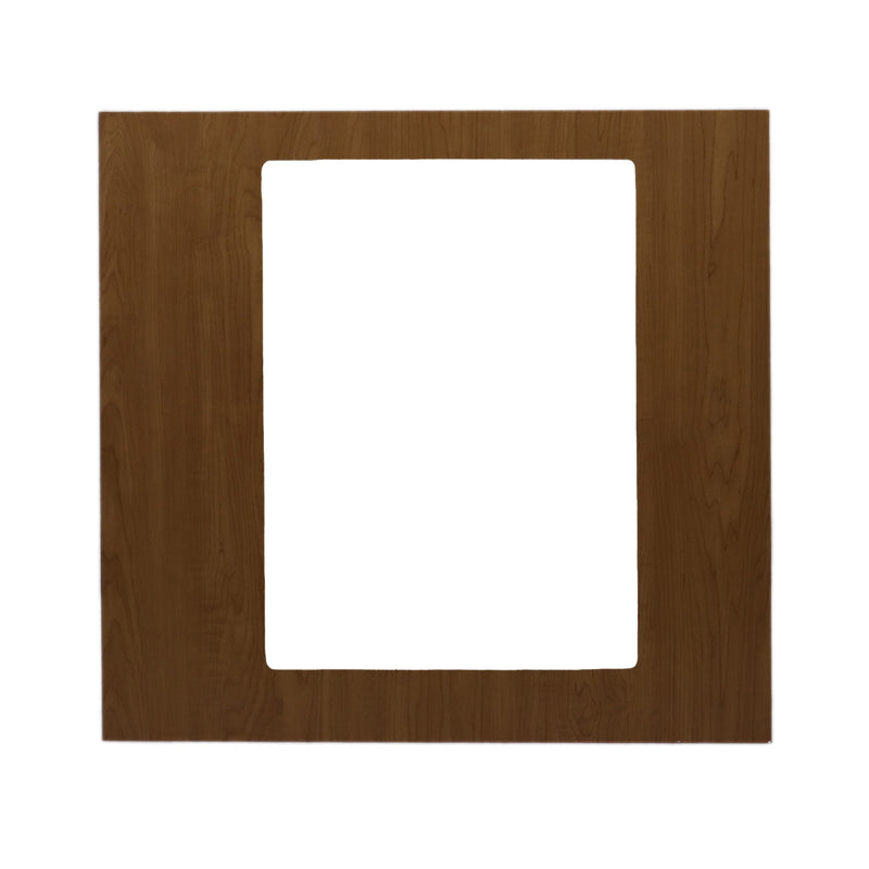 A brown wooden galley kitchen cabinet panel.