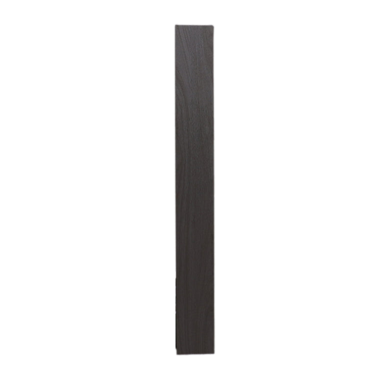 A single gray wooden cabinet stile with a T molding on one side, standing upright on a plain background.