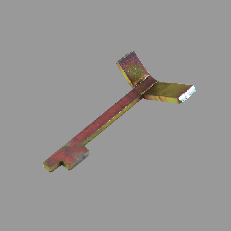A safety key with a butterfly switch, potentially gold or silver in color, used for locking lift systems.