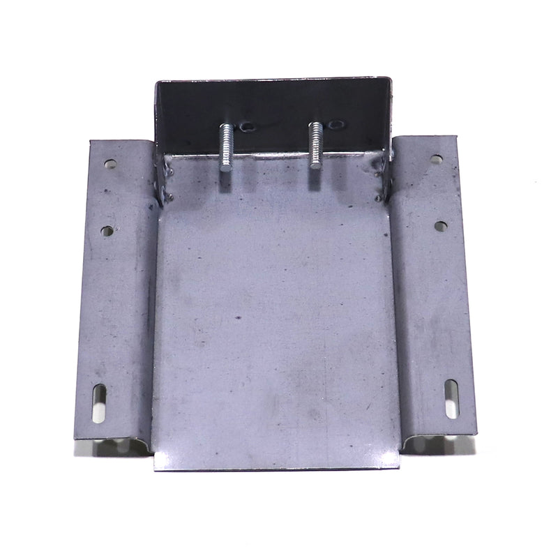 A metal lift pocket with multiple holes and studs, intended for attaching lift arms.