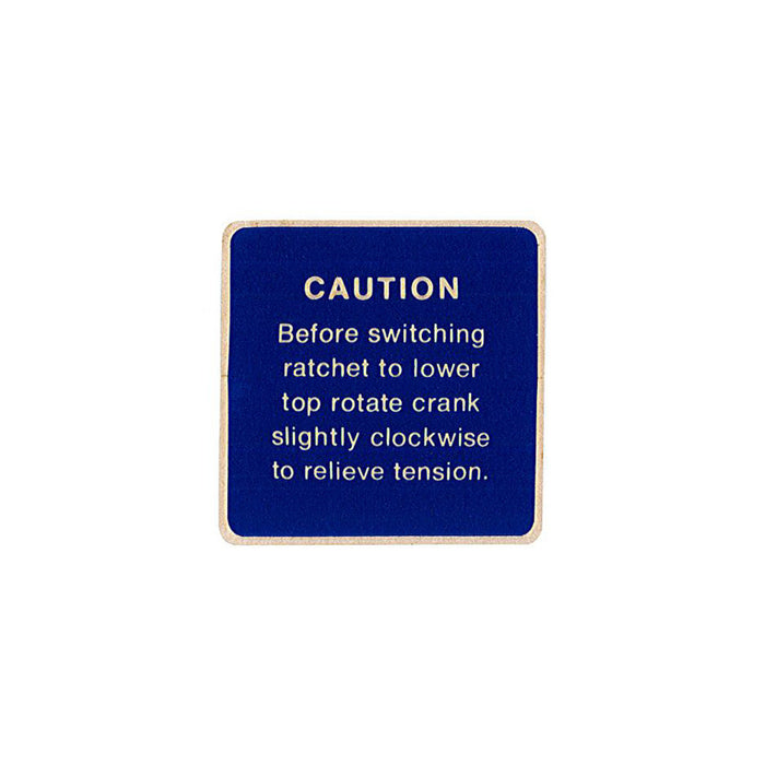 Ratchet Safety Label