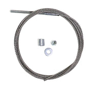 metal cables with associated installation hardware displayed against a white background.