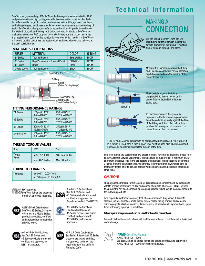 Water Line Push Lock Connector